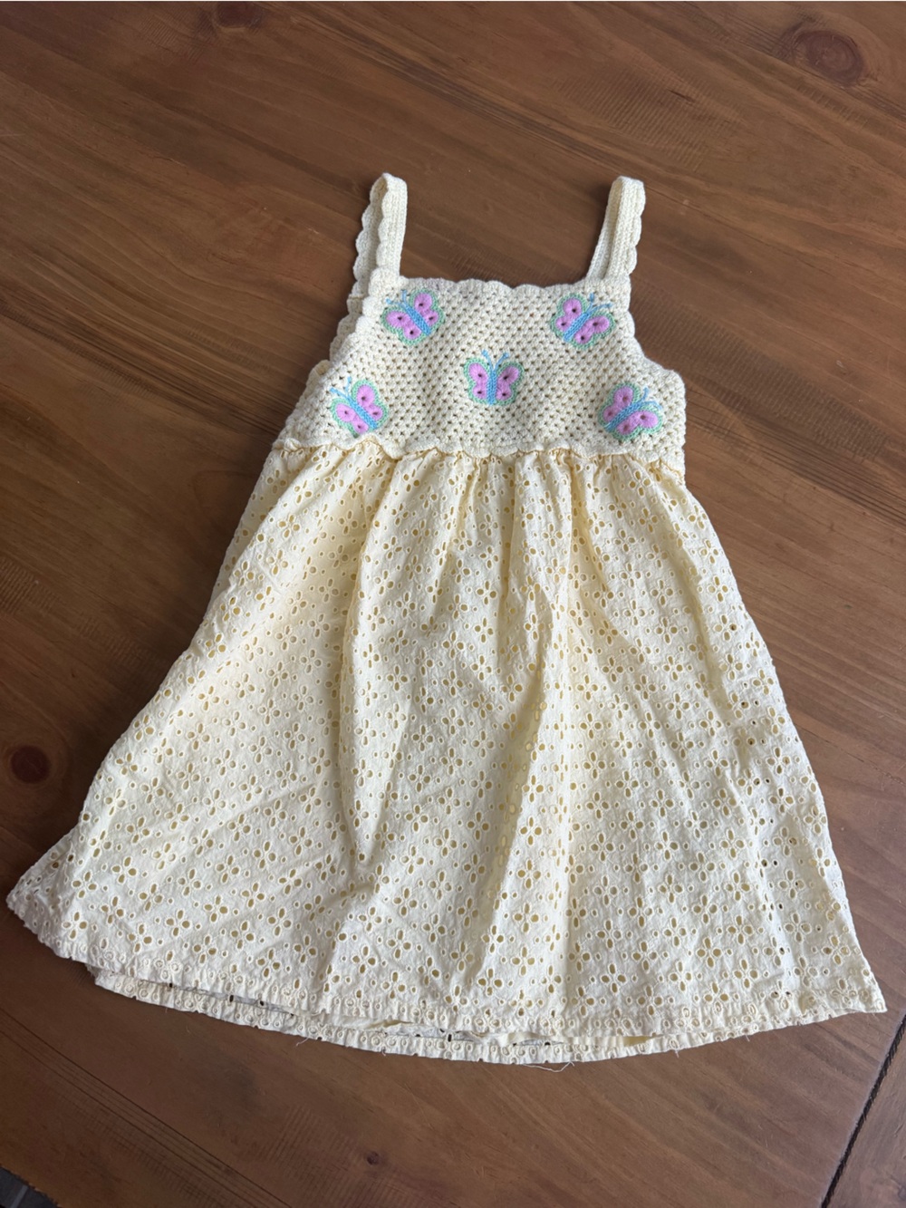 Zara Crochet Yellow Butterfly Dress